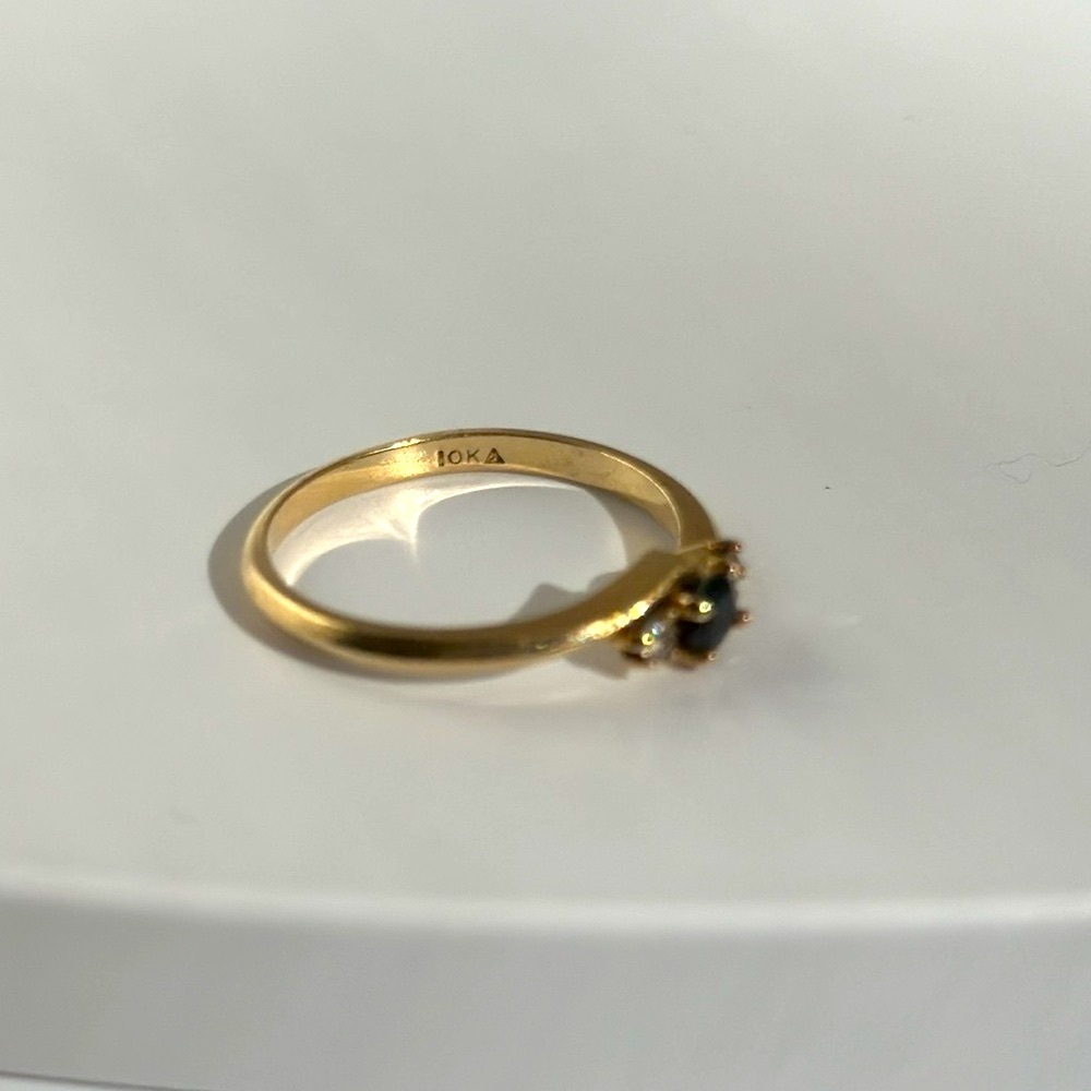 10k real solid gold real Diamonds and real blue topaz size 6 - Picture 5 of 7